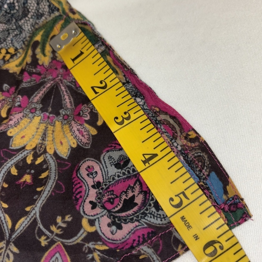 Lucky Brand blouse tunic long sleeves V cutout paisley 100% cotton Sz small - Picture 9 of 9